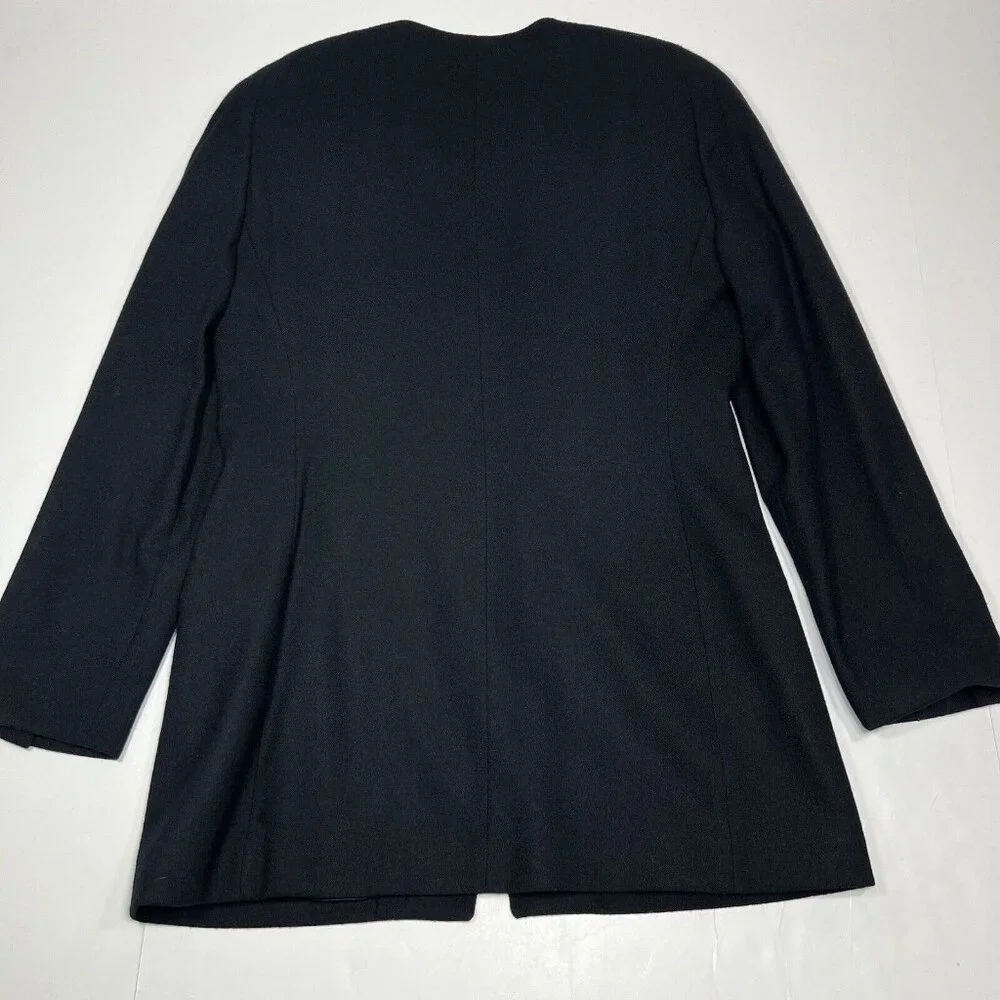 Vintage Christian Dior Suit 2 Pc Jacket & Wrap Skirt Black Size 8 100% Wool USA